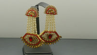Indian Bollywood Jewellery Party Wear Kundan Pearl Beaded Red Earring set.