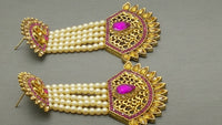Latest Indian Bollywood Jewellery Kundan Pearl Beaded Purple Earring Set.