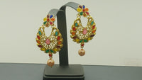 Latest Indian Bollywood Multi-color Pearl CZ Tikka Earring Set.
