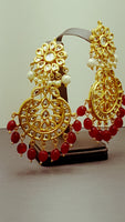 Fabulous Indian Bollywood Jewellery Red Kundan Beaded Earring Set.