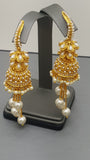 New Indian Bollywood jewellery Pearl Gold Plated Jhumka Bali Earring Set.