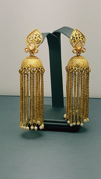 Very Stylish Indian Bollywood Jewellery Studded Jhumka Bali Earring Set.