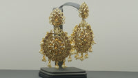 Latest Indian Bollywood Jewellery Kundan Gold Tone Earring Set.