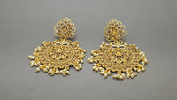 Latest Indian Bollywood Jewellery Kundan Gold Tone Earring Set.