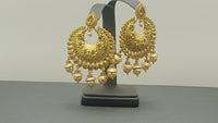 Ishar Designer Latest Kundan Pearl Chand Bali Earring Set
