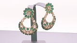 Green Beads Kundan Earrings Set