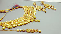 Exclusive Indian Bollywood Jewellery Kundan Pearl Choker Necklace Set.