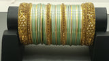 Full Bangle Set Mint Green & Gold