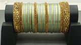 Full Bangle Set Mint Green & Gold