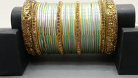 Custom Bangle Set Gold and Mint Green