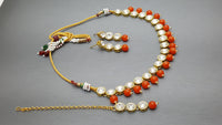 Indian Bollywood Style Kundan Orange Choker Necklace