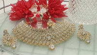 Beautiful Bridal High Quality Kundan Gemstone Indian Choker Necklace Set