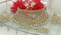 High Quality Bridal Wadding Pearls Gemstone Choker Necklace Set