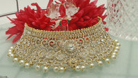 Indian Wedding Bridal Pearls Gemstone Choker Necklace Set