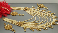 Kundan Polki Wedding Indian Pearl Rani Har Necklace Set