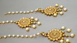 Indian Bollywood Fashion Pearl Kundan 3 PC Bridal Rani Har Long Necklace Set