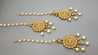 Indian Bollywood Fashion Pearl Kundan 3 PC Bridal Rani Har Long Necklace Set
