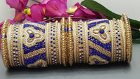 Indian Bangles Jewellery Designer Traditional Latest 2 Sets Full Bangle Set - Blue