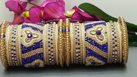 Indian Bangles Jewellery Designer Traditional Latest 2 Sets Full Bangle Set - Blue