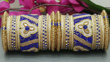 Indian Bangles Jewellery Designer Traditional Latest 2 Sets Full Bangle Set - Blue