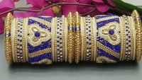 Indian Bangles Jewellery Designer Traditional Latest 2 Sets Full Bangle Set - Blue