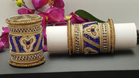 Indian Bangles Jewellery Designer Traditional Latest 2 Sets Full Bangle Set - Blue