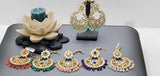 Dazzling Indian Bollywood Kundan Pastel color Tikka Earrings Set