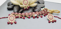 Beautiful Indian Boutique Style Ruby Kundan Pearl Choker Necklace Set