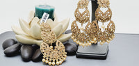 Boutique Style New High Quality Indian Polki Reverse Kundan Long Tikka Earrings Set
