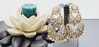 Boutique Style New High Quality Indian Polki Reverse Kundan Long Tikka Earrings Set