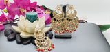 Exceptional Designer Collection In Indian Reverse Kundan Long Tikka Earrings Set