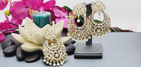 Beautiful Premium Quality  New Collection In Indian Polki Kundan Bollywood Tikka Earrings Set