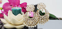 Beautiful Premium Quality  New Collection In Indian Polki Kundan Bollywood Tikka Earrings Set