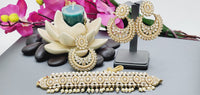 Dazzling Indian Bollywood Bridal Reverse Kundan Pearl Choker Necklace Set