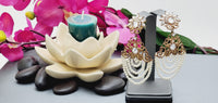 Beautiful Indian Bollywood Ethnic White Pearl Studded Earrings Set