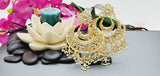 A Very Classy Breathtaking Latest Indian Kundan Pearl Big Earrings Set