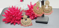 Superior Quality Latest Designer Collection In Indian Kundan Drop Tikka Earrings Set