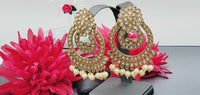 Boutique Style New High Quality Indian Designer Reverse Kundan Tikka Earrings Set