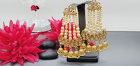 Gorgeous High Quality Latest Collection In Indian Reverse Kundan Pearl's Big Earrings Set
