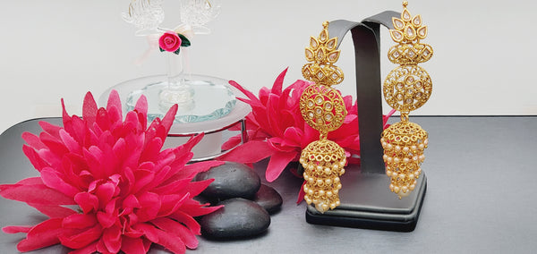 Superior Quality Latest Designer Collection In Indian Reverse Kundan Big Jhumka Earrings Set