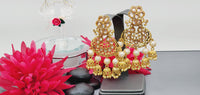 Boutique Style New High Quality Designer Collection In Indian Reverse Kundan Drop Big Earrings Set