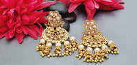 Boutique Style New High Quality Designer Collection In Indian Reverse Kundan Drop Big Earrings Set