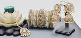 Extremely Incredible High Quality Latest Artistic Design Indian Kundan Jhumka Tikka Earrings Set
