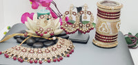 Astonishing Latest High Quality Designer Indian Reverse Kundan Choker Necklace Set With Full Bangles set.