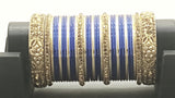 Absolutely Stunning Stone Studded Bangle Set in Golden And Blue.
