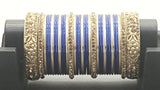 Absolutely Stunning Stone Studded Bangle Set in Golden And Blue.
