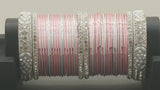 Incredible Bollywood Style Party Wear Full Bangle Set In Pink And Silver.