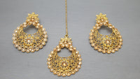Stylish Indian Latest  Bollywood Chand Bali Tikka Earrings Set