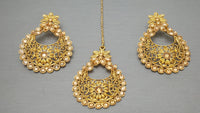 Stylish Indian Latest  Bollywood Chand Bali Tikka Earrings Set