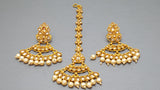 Fabulous Indian Bollywood Kundan Pearls Tikka Earrings Set